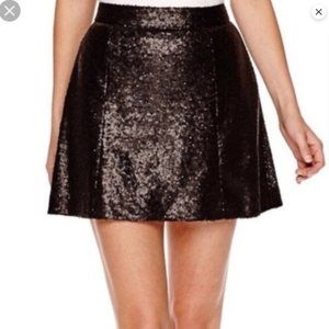 Decree Black Sequin Mini Skirt Large